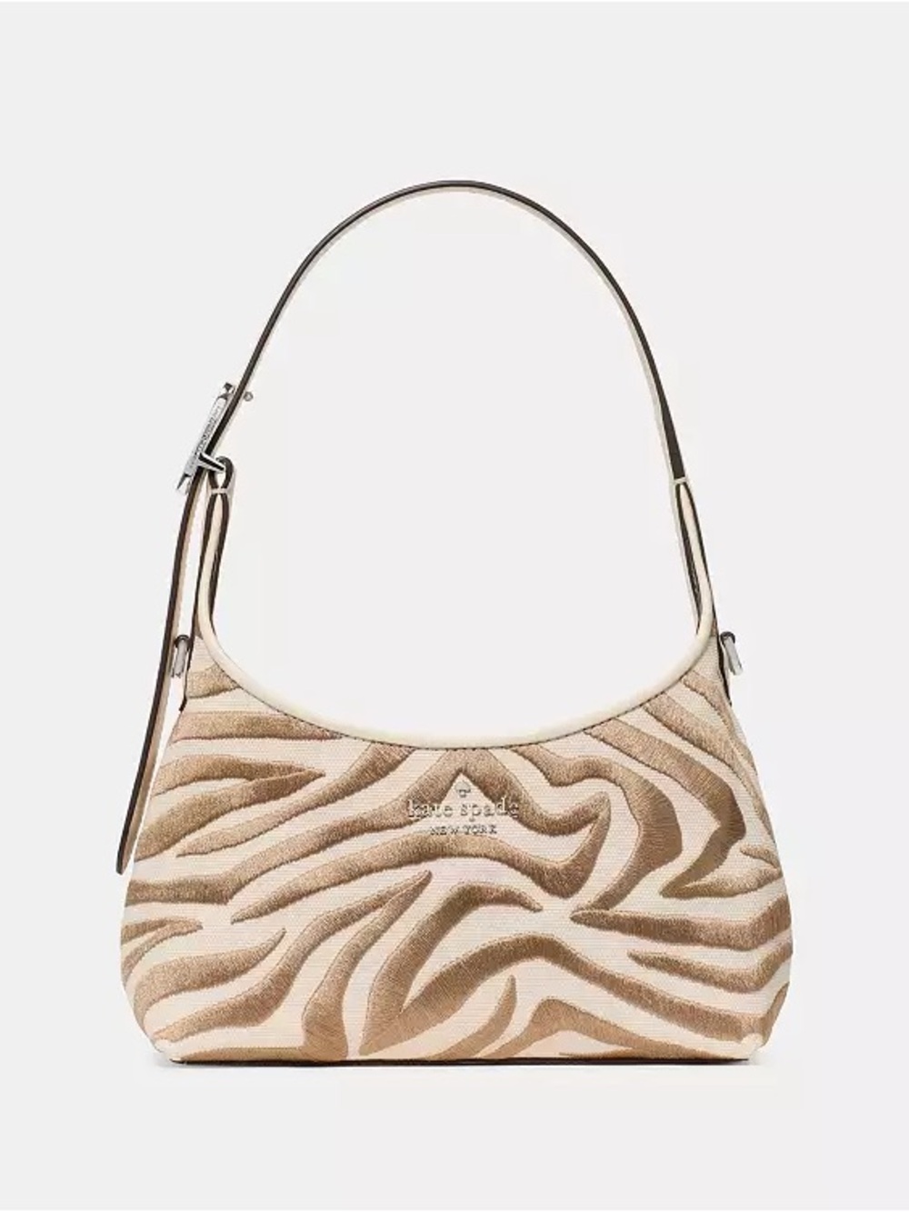 ♠️Kate Spade 454 Zebra Embroidered Canvas Mini Shoulder Bag, Neutral NEW NWT